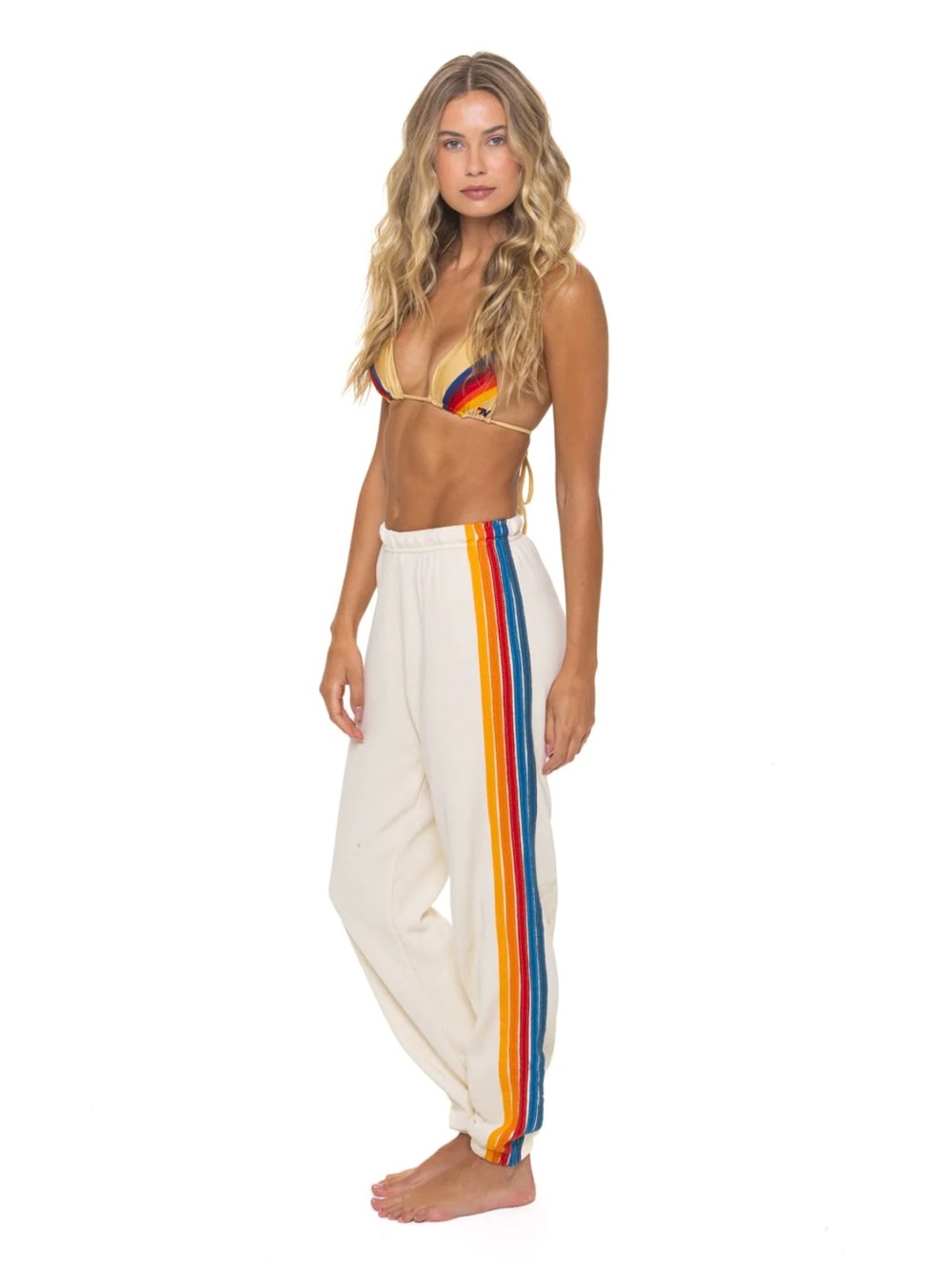 NWT - Aviator Nation - Women’s 5 Stripe Sweatpant - vintage white